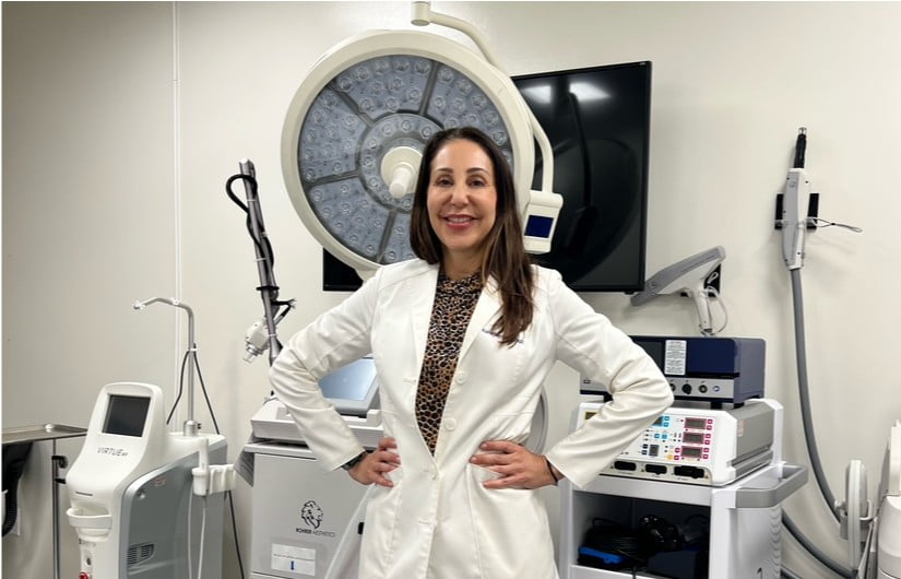 female plastic surgeon Dr. Katerina Gallus standing in her new operating room, serving La Jolla and San Diego