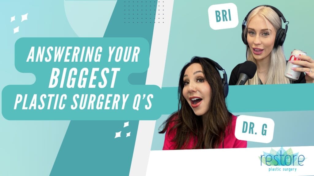 San Diego plastic surgeon Dr. Katerina Gallus and her scrub tech Bri on the episode of their podcast "All the B's" where they answer all the biggest plastic surgery questions