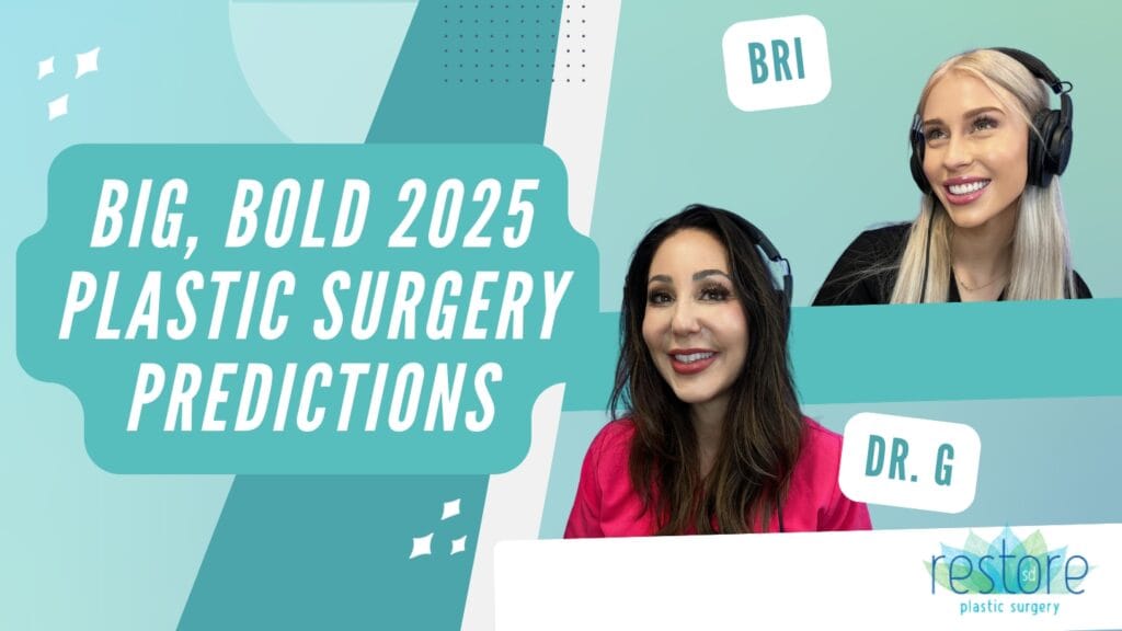 San Diego plastic surgeon Dr. Katerina Gallus and her scrub tech Bri on the episode of their podcast "All the B's" where they chat about their 2025 cosmetic predictions