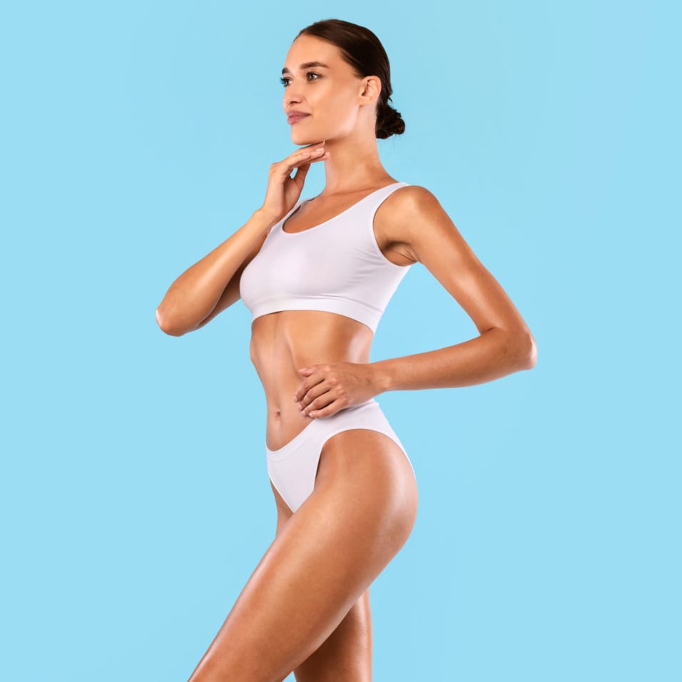 Woman in white underwear