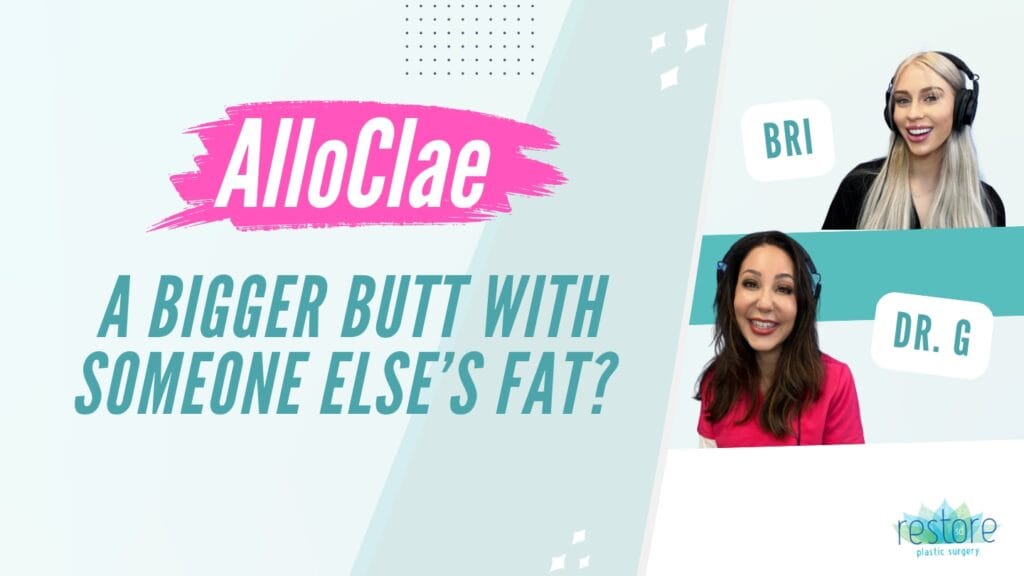 San Diego plastic surgeon Dr. Katerina Gallus and her scrub tech Bri on the episode of their podcast "All the B's" where they chat about AlloClae [AlloClae | A Bigger Butt With Someone Else’s Fat?]