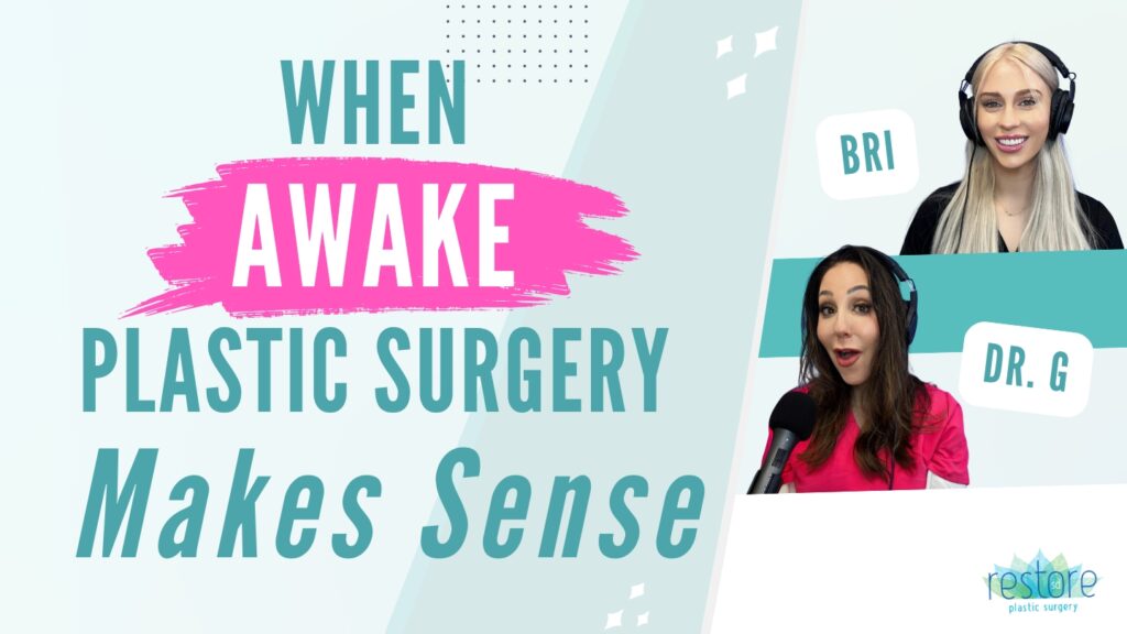 San Diego plastic surgeon Dr. Katerina Gallus and her scrub tech Bri on the episode of their podcast "All the B's" where they chat about local anesthesia [When awake plastic surgery makes sense]
