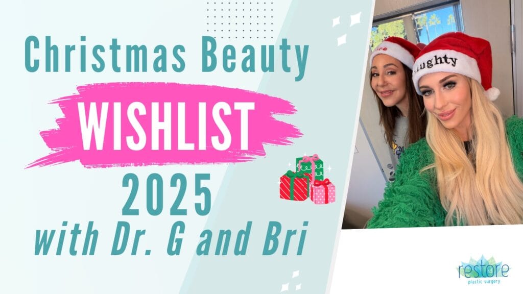 San Diego plastic surgeon Dr. Katerina Gallus and her scrub tech Bri on the episode of their podcast "All the B's" where they chat about their Christmas wishlists [Christmas Beauty Wishlist 2025 with Dr. G and Bri]